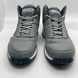AND1 Men's Maverick Mid-Top Basketball Shoes Gray Navy Size 11